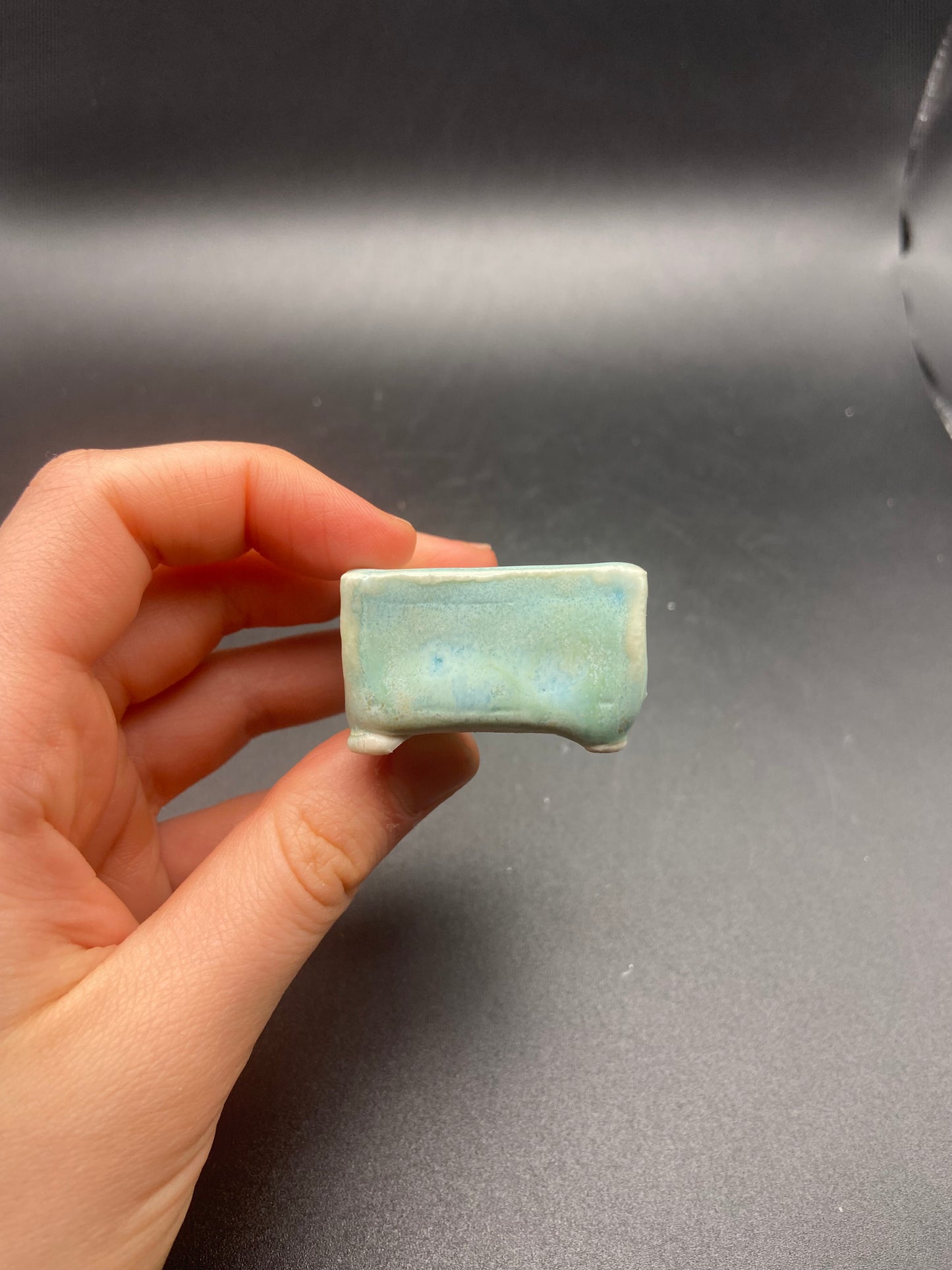 baby blue tiny rectangle pot