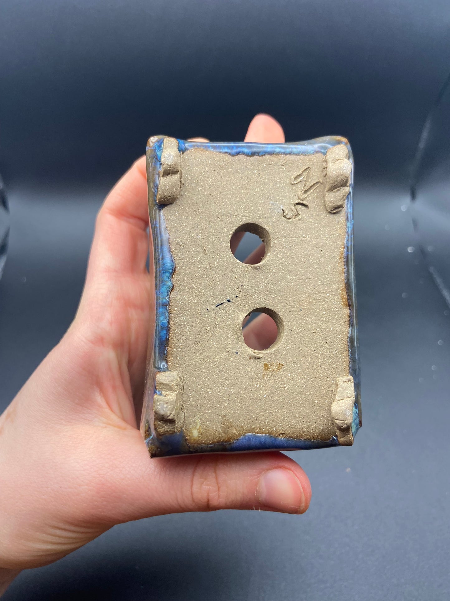 Blue waves rectangle pot