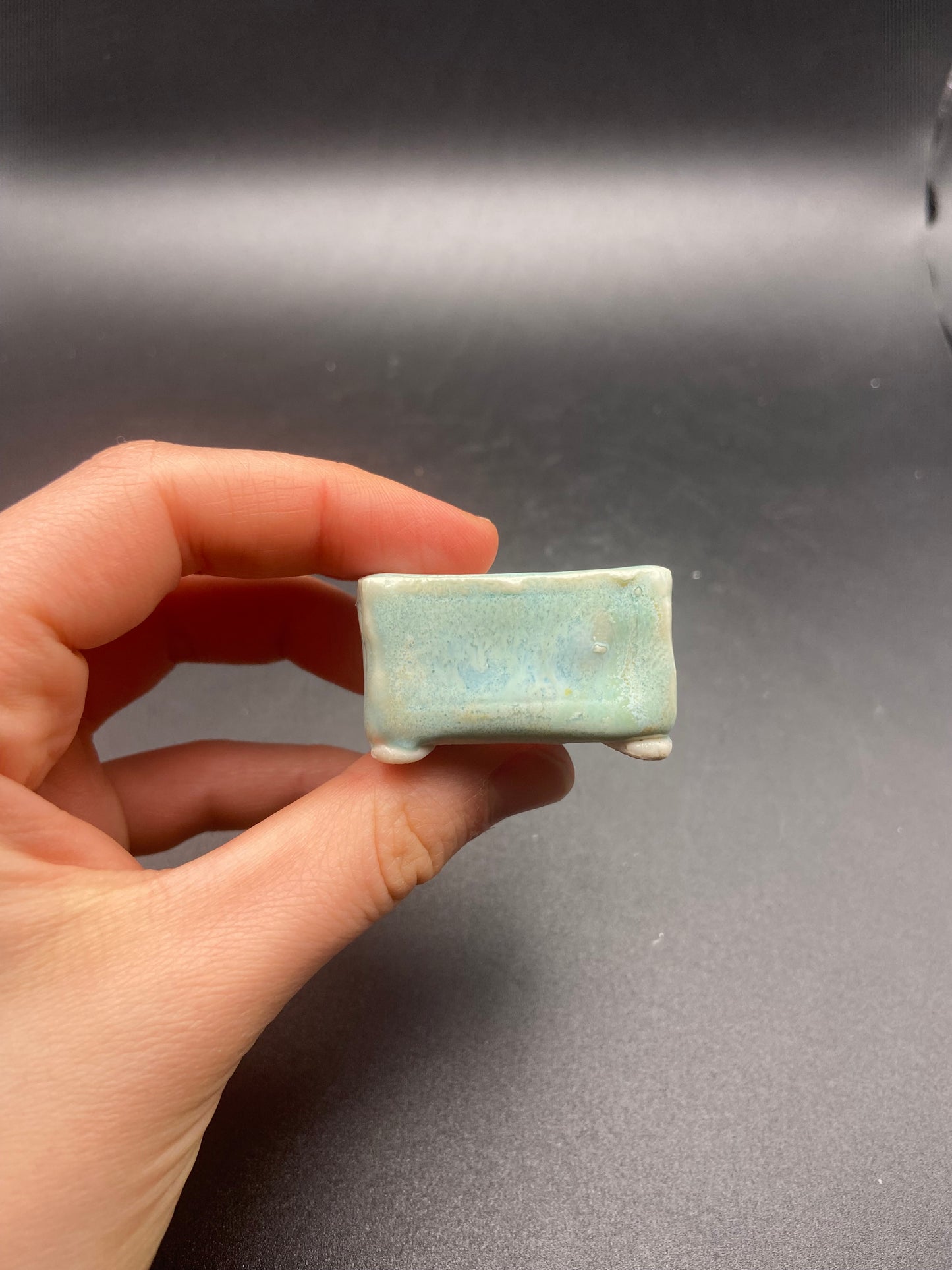 baby blue tiny rectangle pot